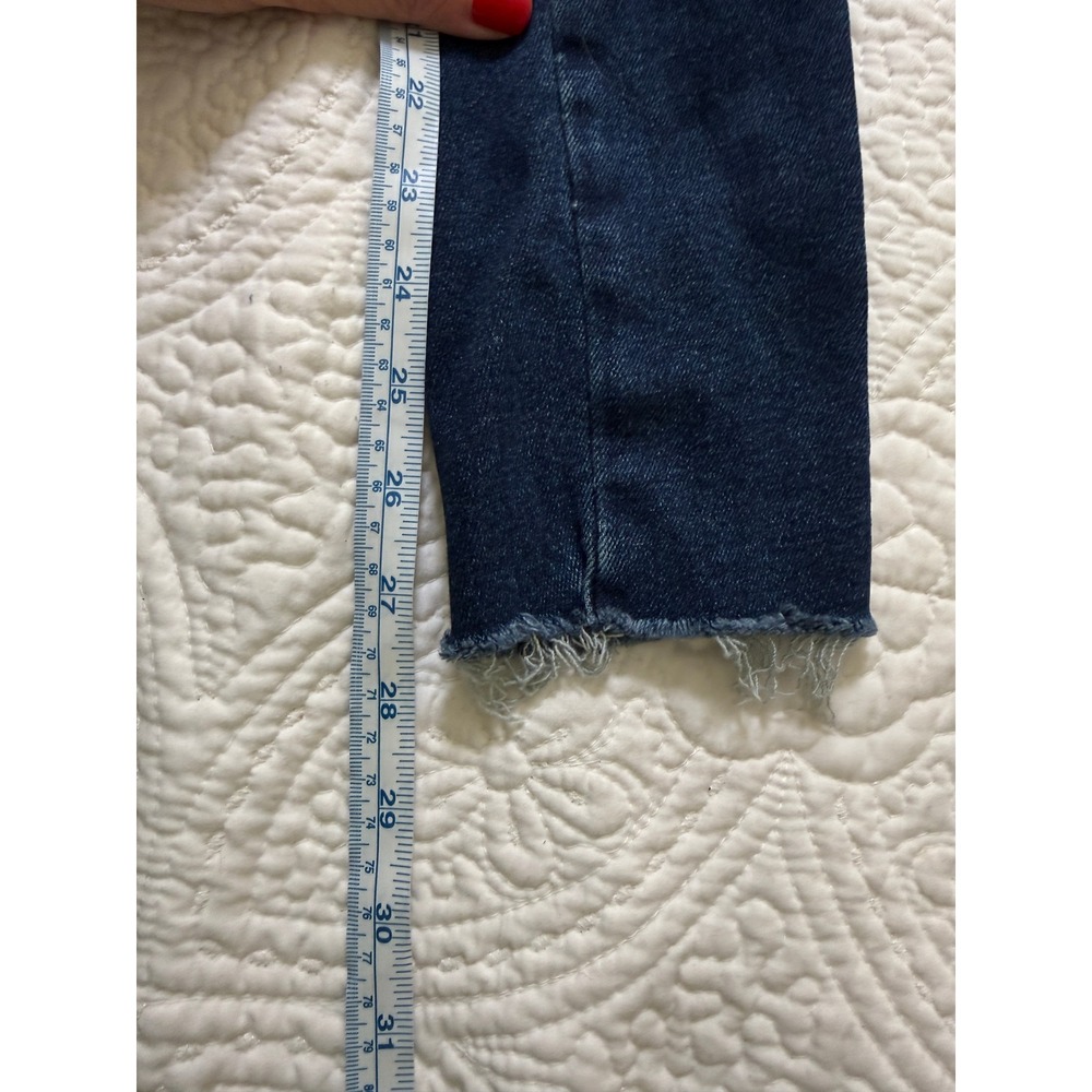 Free People Skinny Jeans Womens 26 Dark Wash Blue High Rise Raw Frayed Hem Denim - Picture 3 of 12